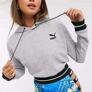 PUMA ST MARTIN CROPPED DAY ZERO HOODIE SWEATSHIRT GRAY SIZE MED